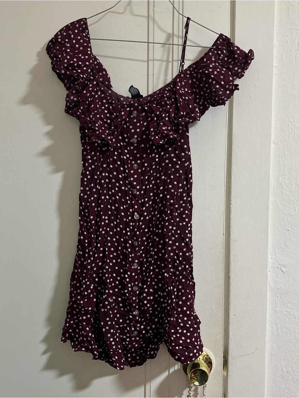 Rue21 Plum Polka Dot Off-Shoulder Dress